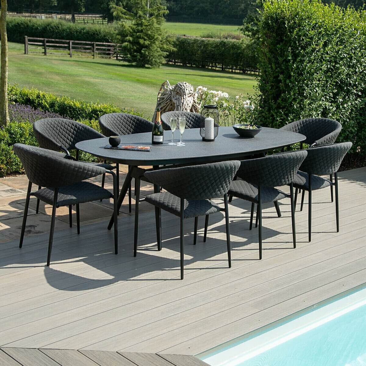 Maze Outdoor Pebble 8 Seat Oval Dining Set