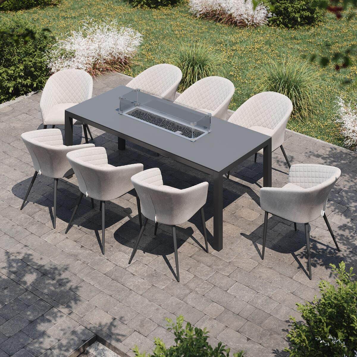 Maze Outdoor Ambition 8 Seat Rectangular Fire Pit Dining Set