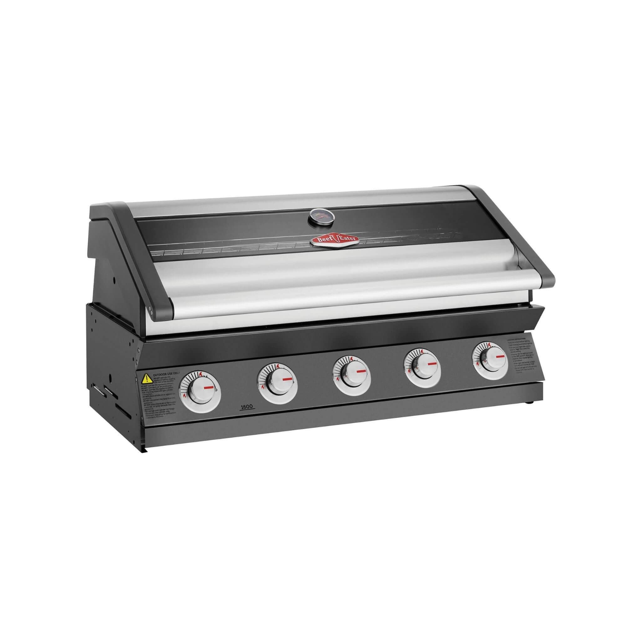 BeefEater Discovery 1600 Series - 5 Burner Built In Gas BBQ (Dark Grey Enamel or Stainless Steel)