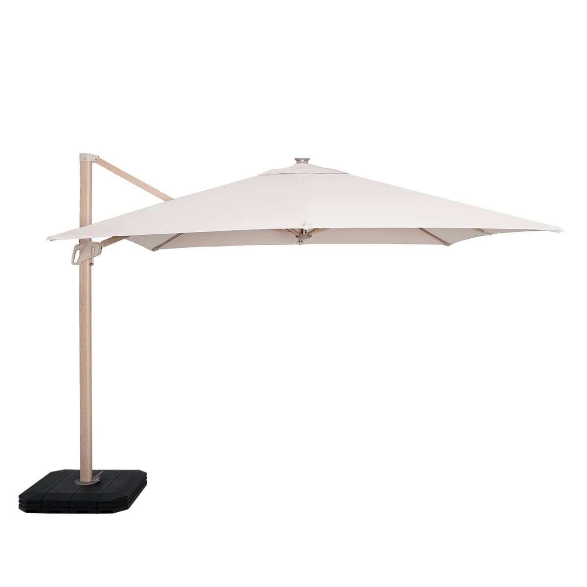 Maze Outdoor Zeus Cantilever Parasol 3m Square - With LED Lights & Cover - Wood Effect
