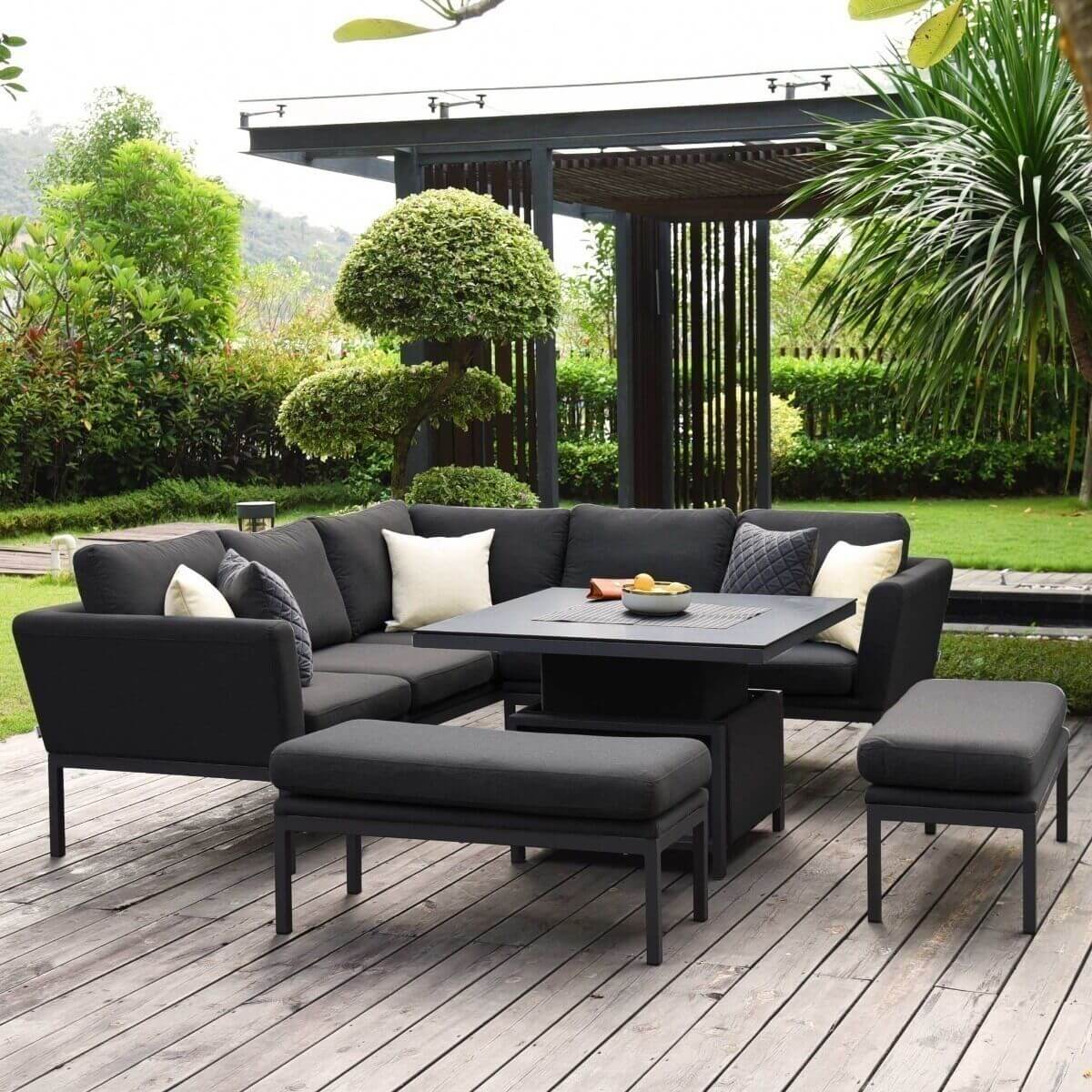 Maze Outdoor Pulse Square Corner Dining Set with Rising Table