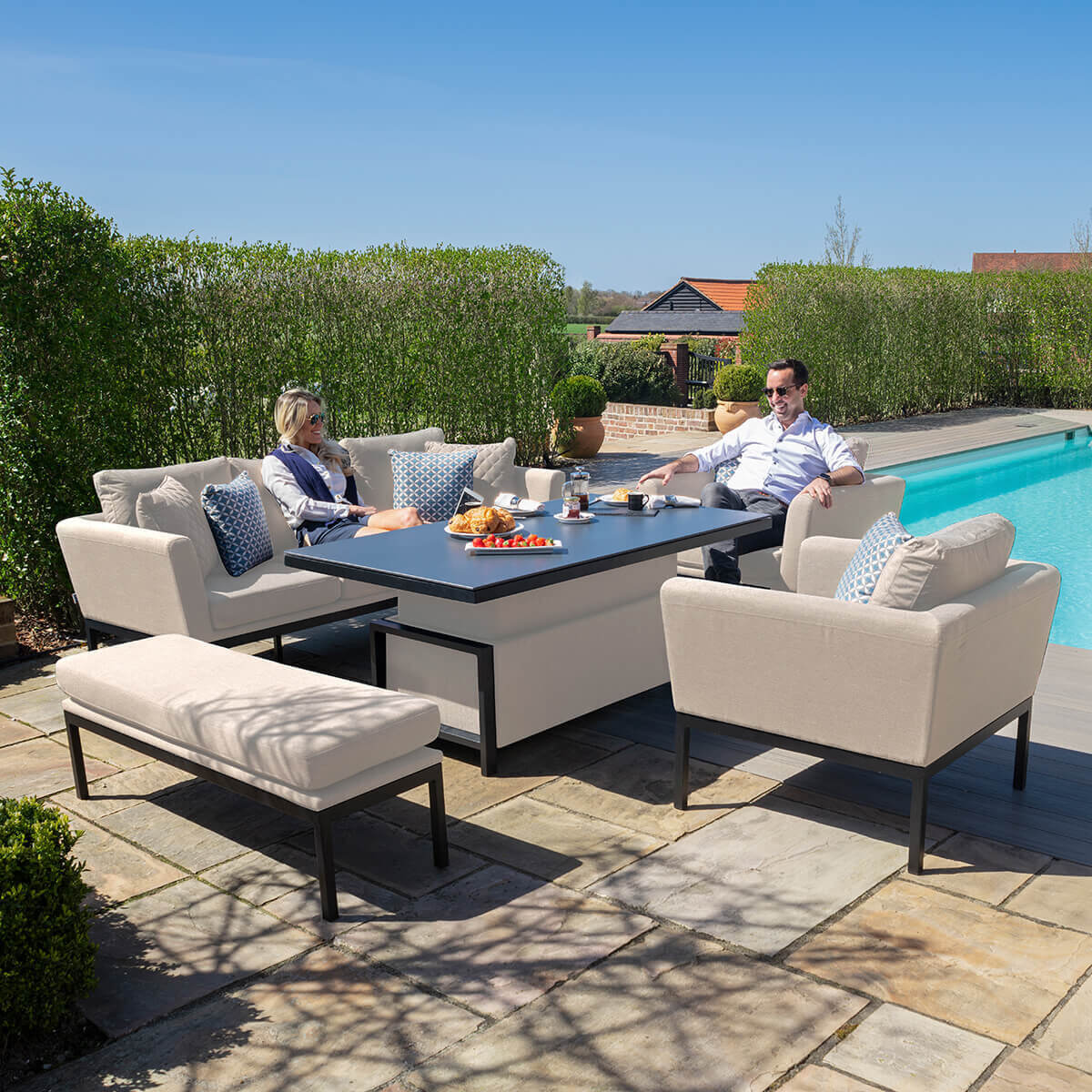 Maze Outdoor Pulse 3 Seat Sofa Dining Set with Rising Table