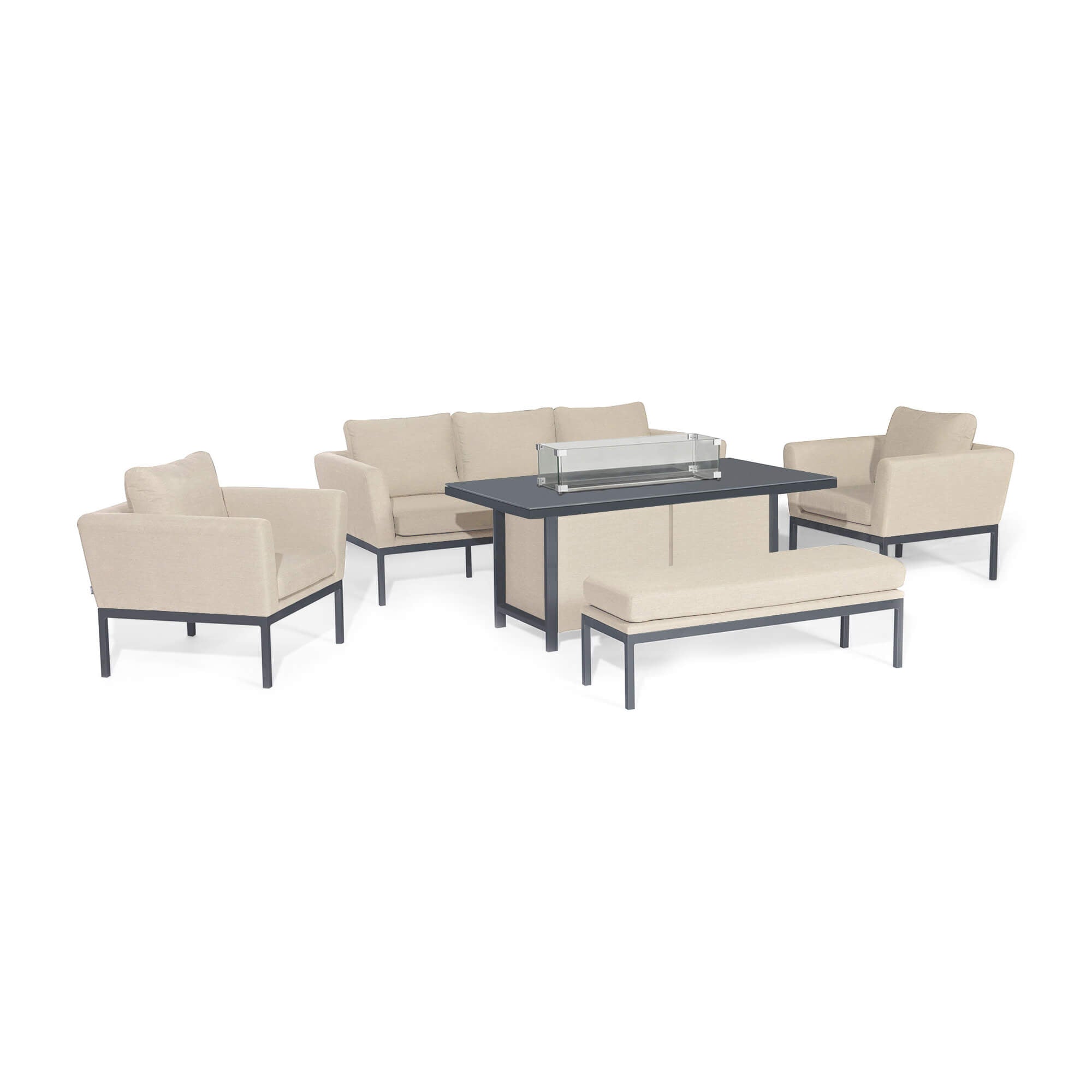 Maze Outdoor Pulse 3 Seat Sofa Dining Set with Fire Pit