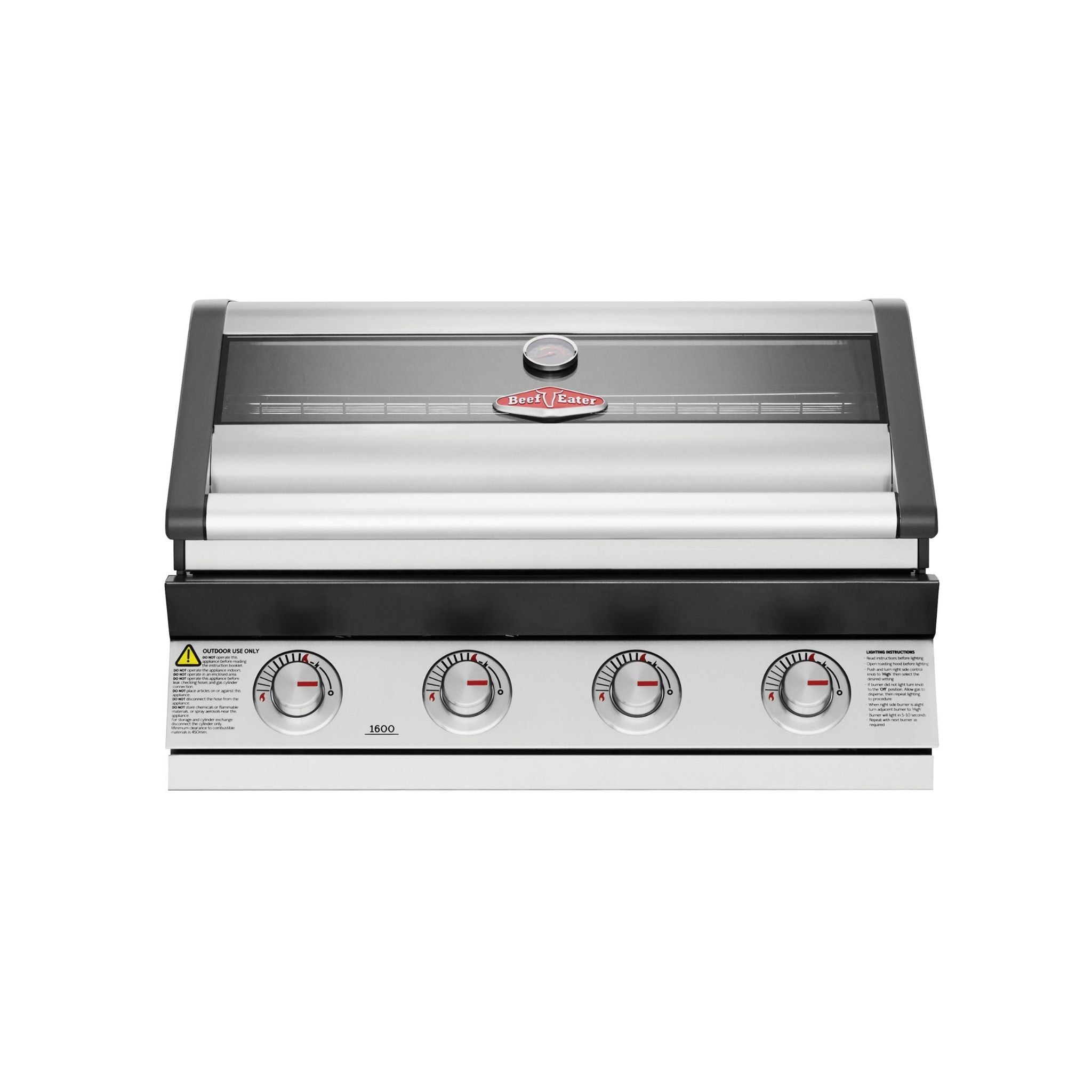 BeefEater Discovery 1600 Series - 4 Burner Built In Gas BBQ (Dark Grey Enamel or Stainless Steel)