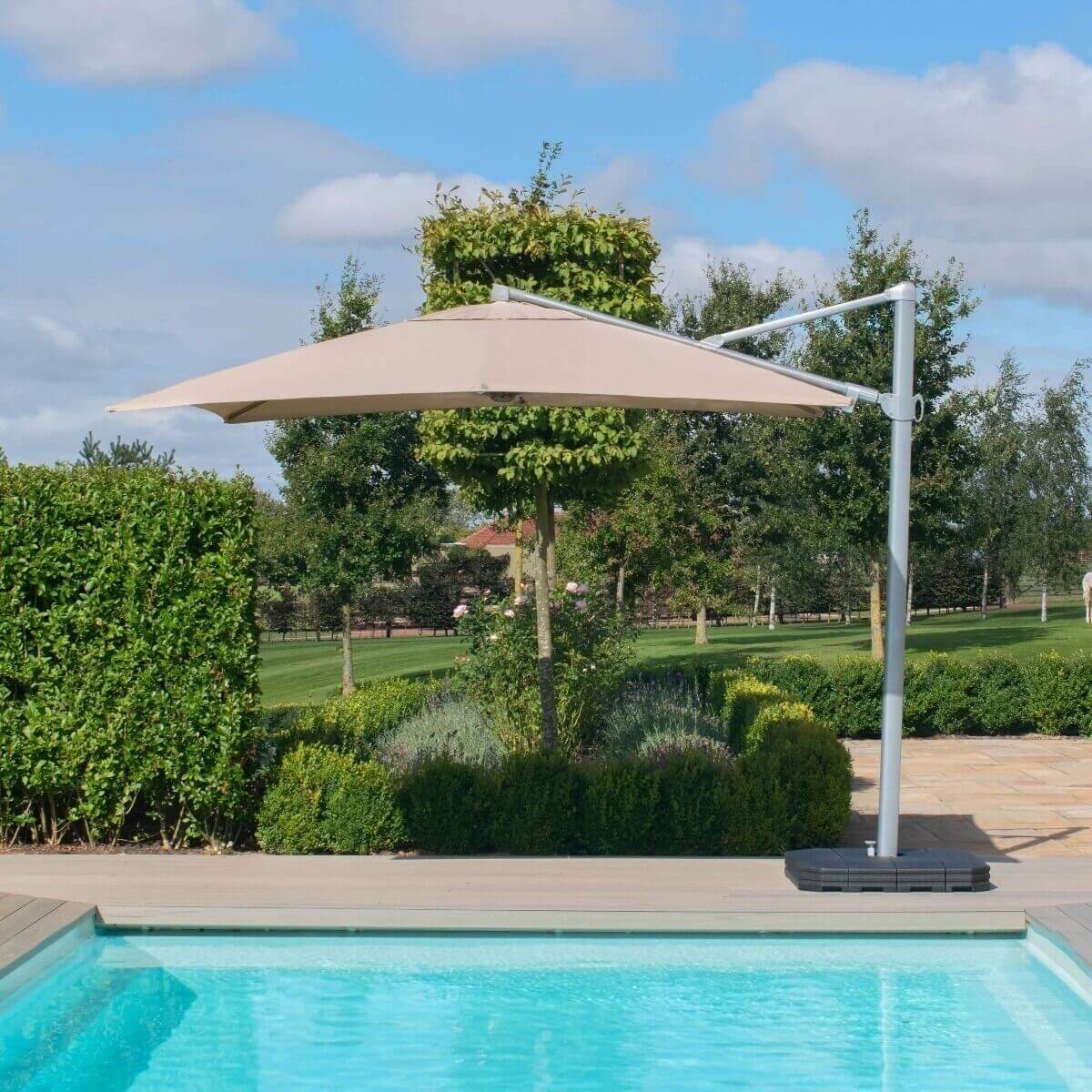 Maze Outdoor Zeus Cantilever Parasol 3m Square - With LED Lights & Cover