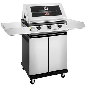 BeefEater Discovery 1200E Series - 3 Burner Built In Gas BBQ - TROLLEY ONLY (Black Enamel or Stainless Steel)