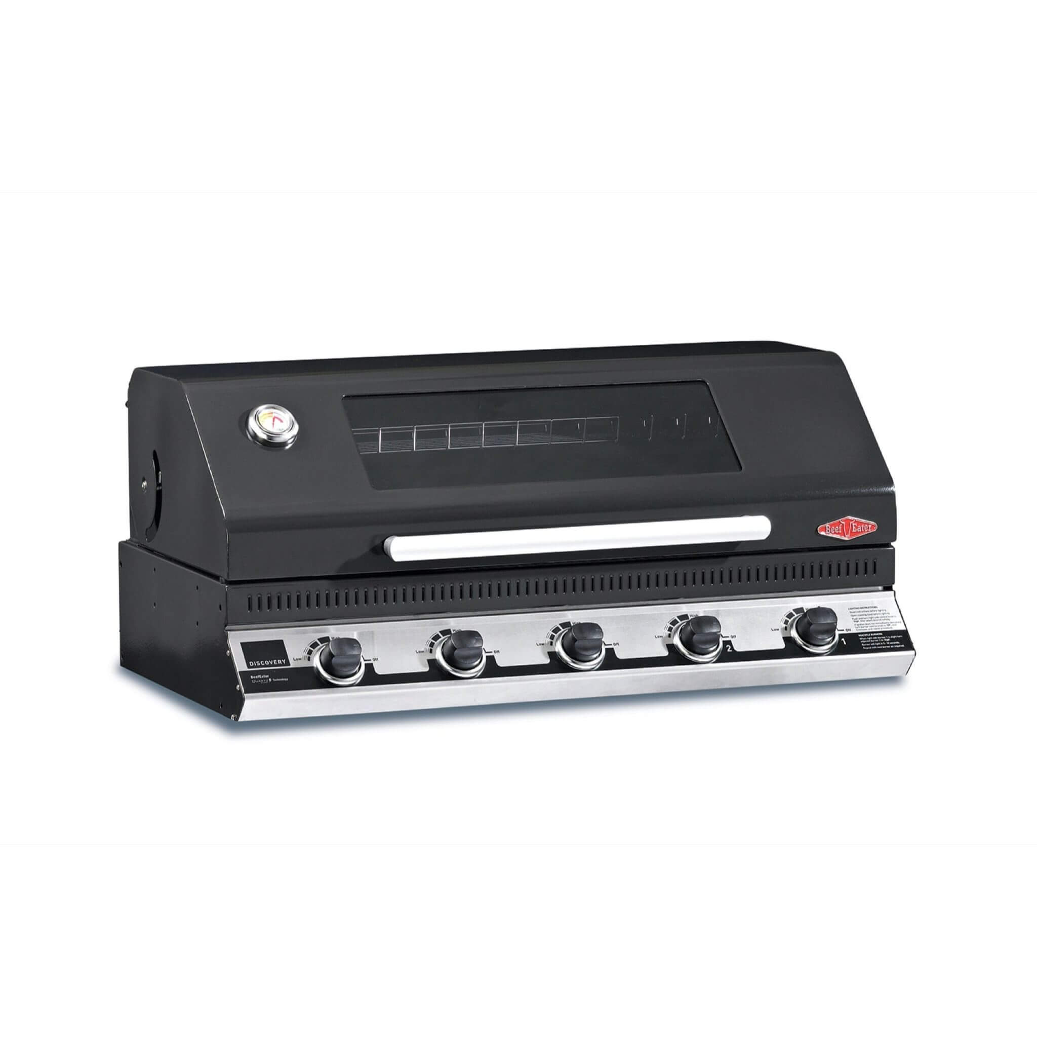 BeefEater Discovery 1100E Series - 5 Burner Built In Gas BBQ (Black Enamel or Stainless Steel)