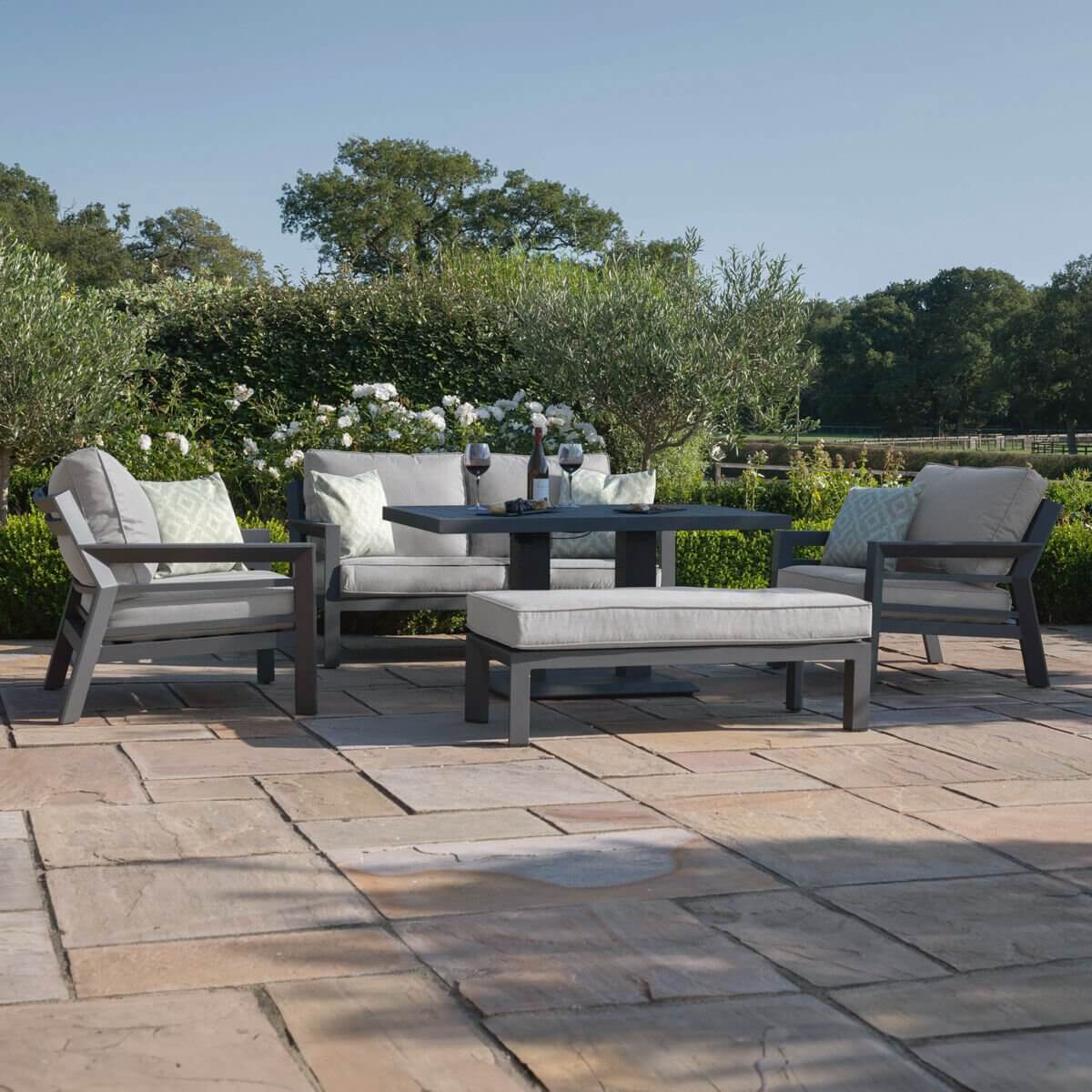 Maze Outdoor New York 2 Seat Sofa Set with Rising Table