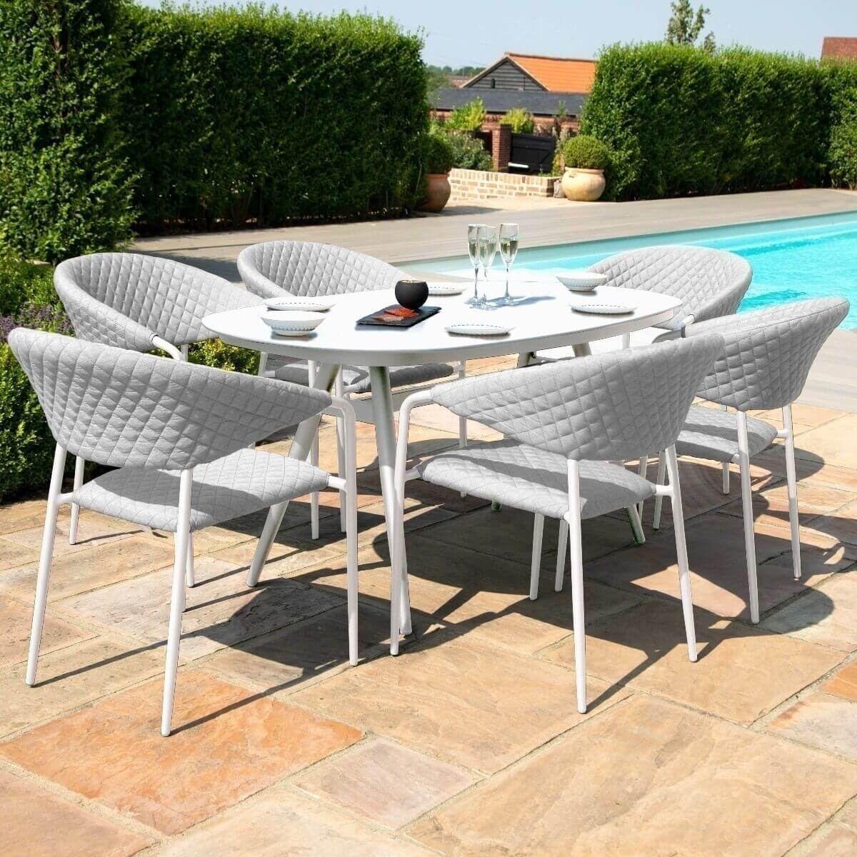 Maze Outdoor Pebble 6 Seat Oval Dining Set